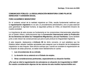 Comunicado público: La regularización migratoria como pilar de derechos y cohesión social